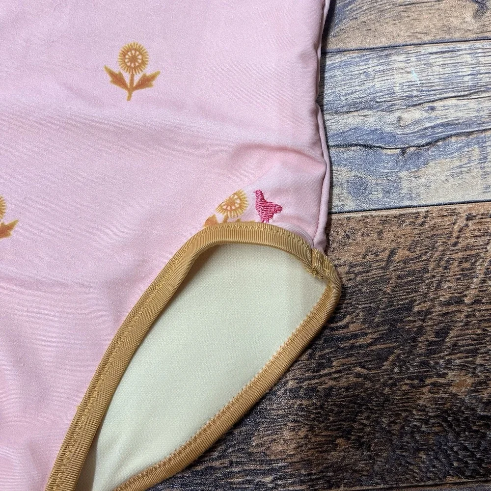 Pink‎ Chicken Swimsuit Toddler Girl 2Y Floral Bow One Piece Coastal Summer